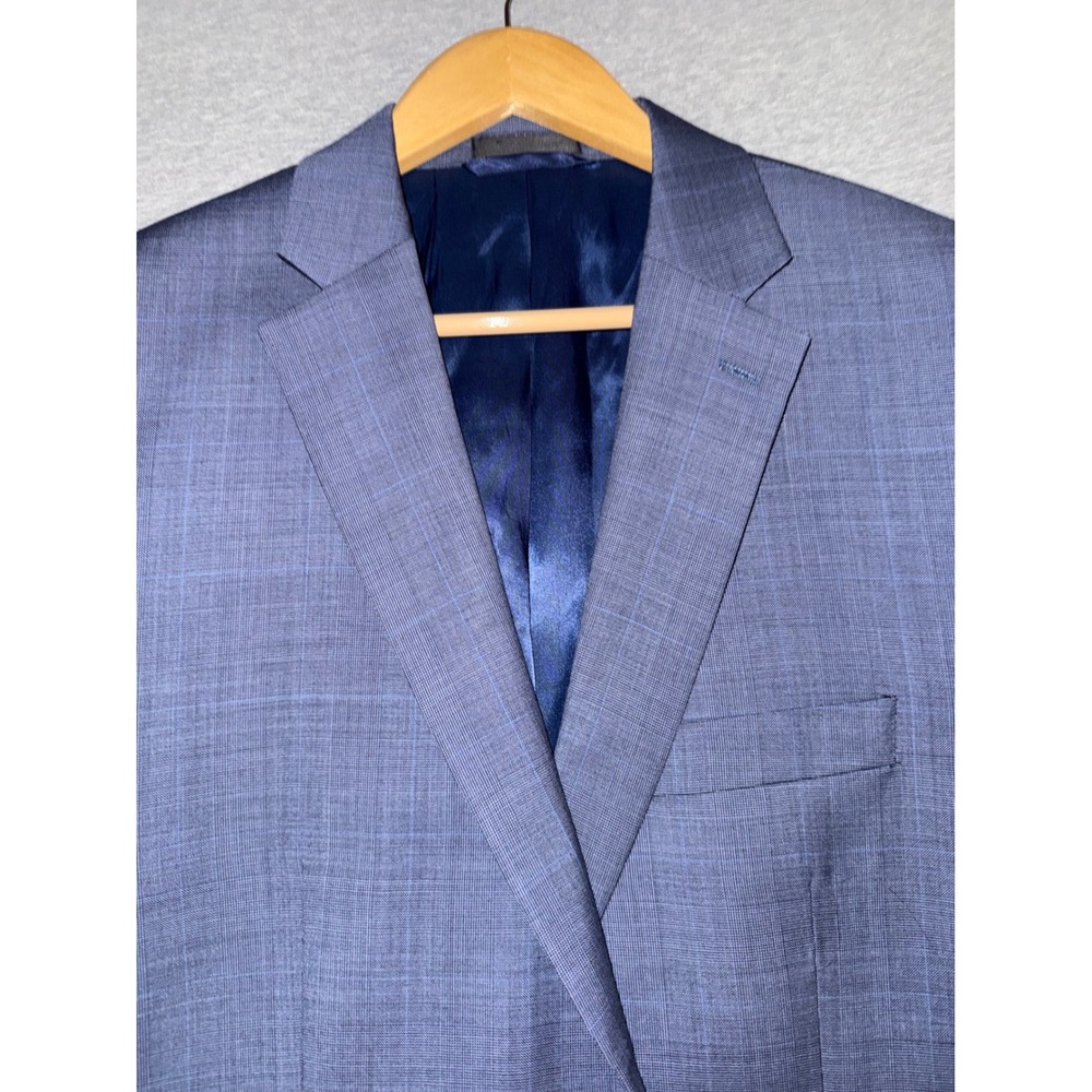Lauren Ralph Lauren Blue Glen Plaid Wool Blazer Sport Coat Mens 44R Preppy Flaw